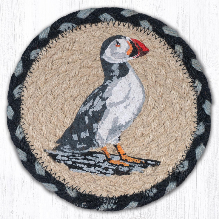 Puffin Large Round Jute Coaster by Harry W Smith