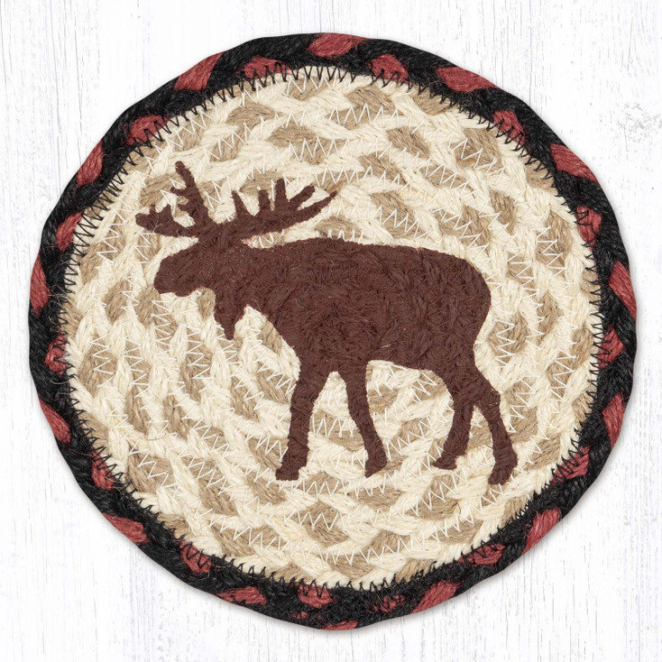 Moose Large Round Jute Coaster