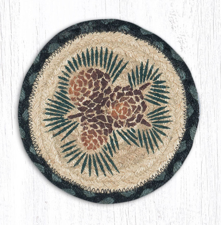 7" Pinecone Large Round Coasters, Set of 4