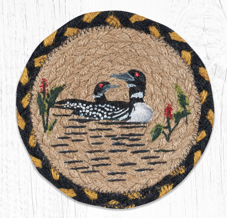 Loon Large Round Jute Coaster