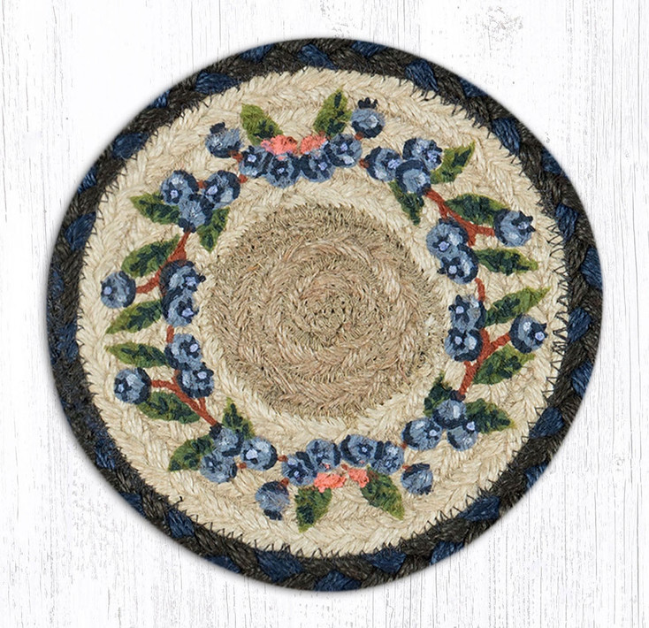 7" Blueberry Vine Large Round Coasters by Harry W. Smith, Set of 4