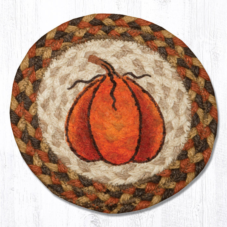 7" Harvest Pumpkin Large Round Coasters by Susan Burd, Set of 4