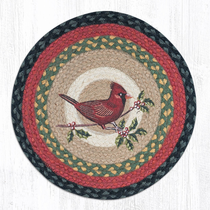 15.5" Cardinal Braided Jute Round Chair Pad by Sandy Clough, Set of 2