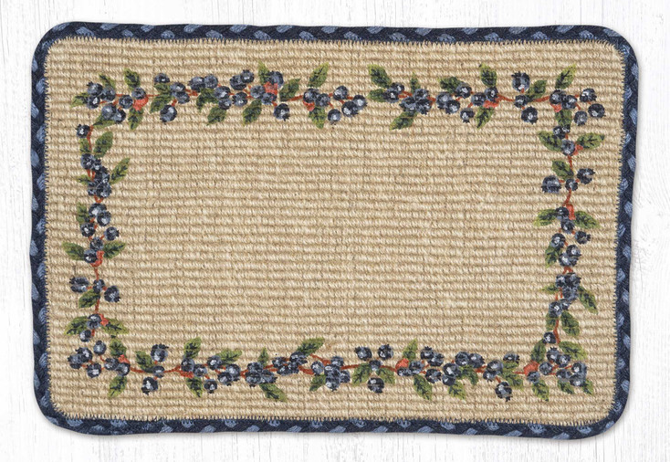 Blueberry Vine Wicker Weave Jute Rectangle Placemat by Harry W. Smith, Set of 2