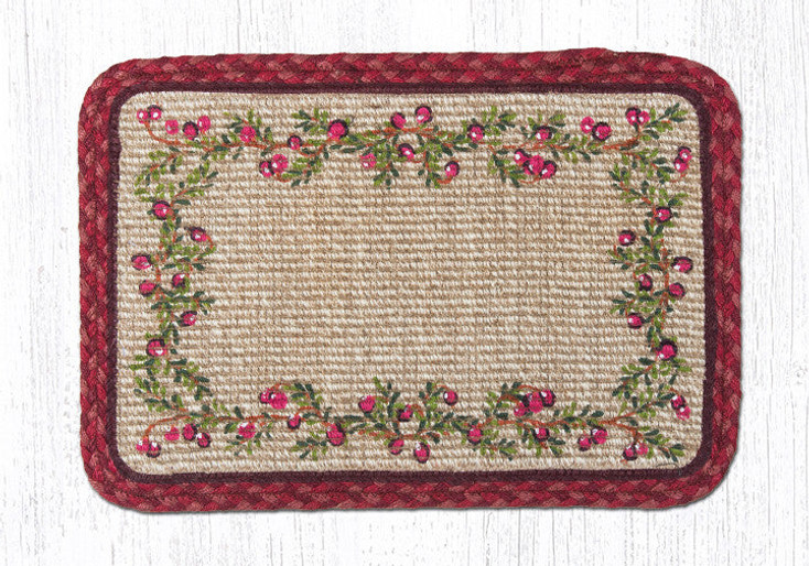 Cranberries Wicker Weave Jute Rectangle Placemat by Harry W. Smith, Set of 2