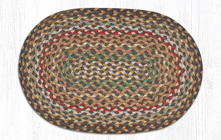 Fir/Ivory Braided Jute Oval Placemats, Set of 2