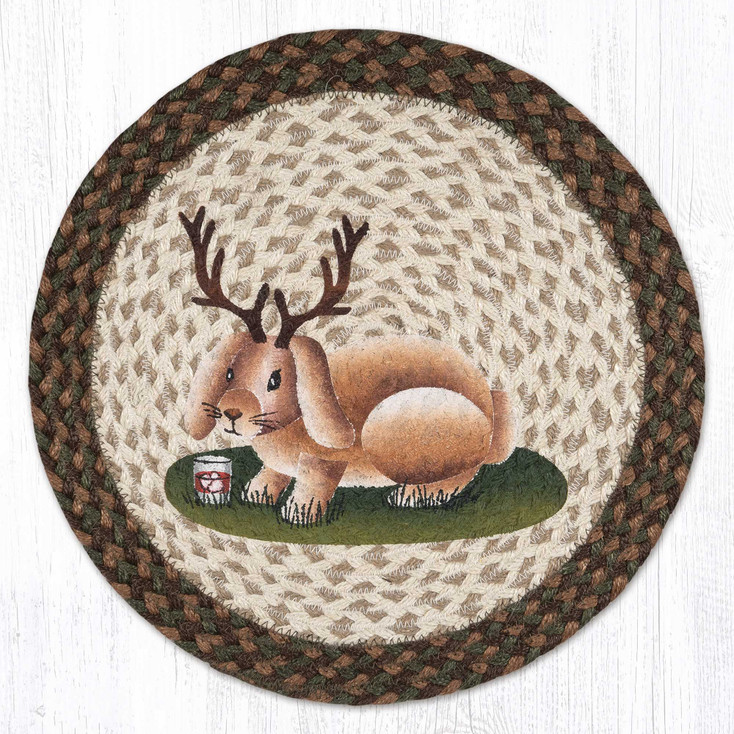 Jackalope Printed Jute Round Placemats by Suzanne Pienta, Set of 2