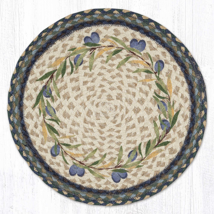 Olive Border Printed Jute Round Placemat