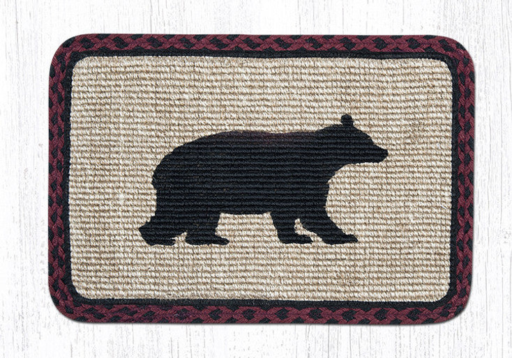 Cabin Bear Wicker Weave Jute Rectangle Placemat by Sandy Clough, Set of 2