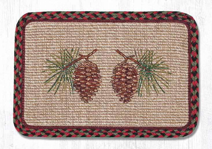 Pinecone Wicker Weave Jute Rectangle Placemat by Sandy Clough, Set of 2