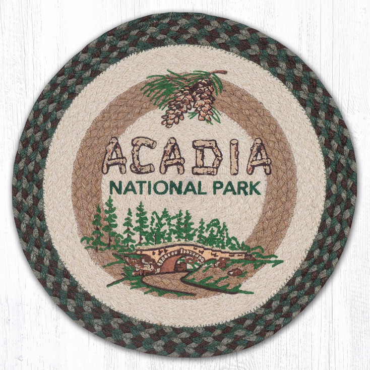 Acadia Bridge Printed Jute Round Placemat by Harry W Smith