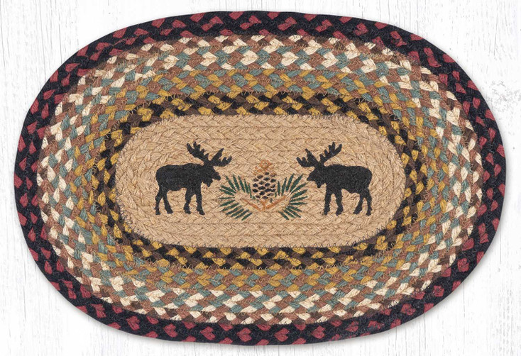 Black Moose Braided Jute Oval Placemat