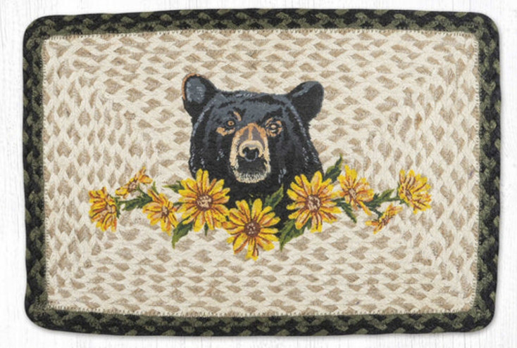 Bear Floral Printed Jute Rectangle Placemat by Jan Harless