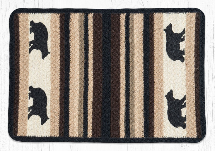 Cabin Bear Printed Jute Rectangle Placemat by Sandy Clough