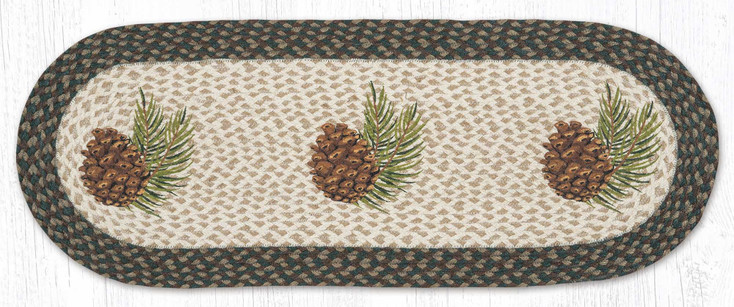 13" x 36" Graphic Pinecone Braided Jute Oval Table Runner