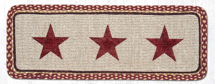 13" x 36" Burgundy Star Wicker Weave Jute Rectangle Table Runner