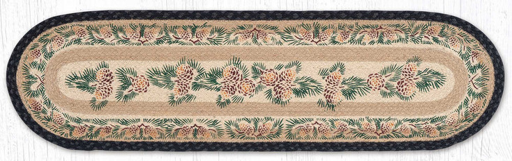 13" x 48" Pinecone Braided Jute Oval Table Runner