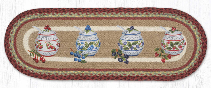 13" x 36" Jam Jars Braided Jute Oval Table Runner by Harry W. Smith