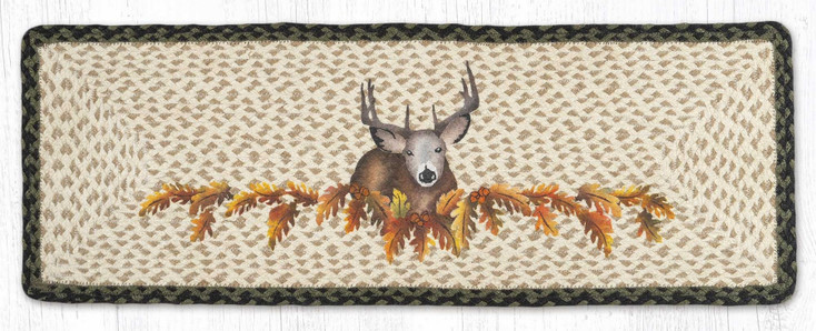 13" x 36" Deer Floral Printed Jute Rectangle Table Runner by Jan Harless