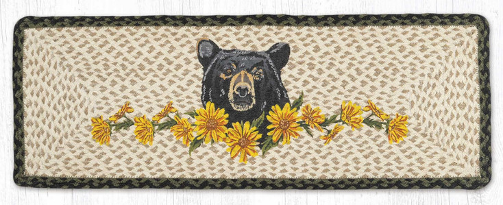 13" x 36" Bear Floral Printed Jute Rectangle Table Runner by Jan Harless
