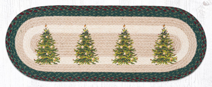 13" x 36" Christmas Tree Braided Jute Oval Table Runner by Sandy Clough