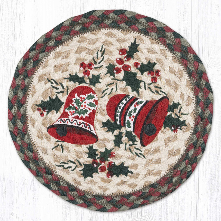 Bells Printed Jute Round Trivet by Harry W Smith
