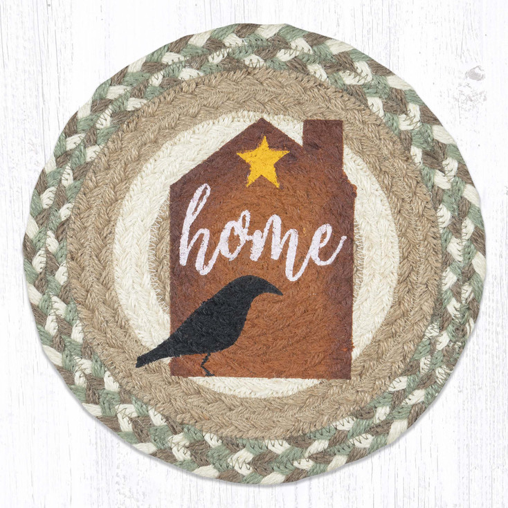 Home/Crow Printed Jute Round Trivet by Suzanne Pienta
