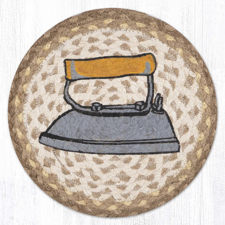10" Laundry Printed Jute Round Trivet by Harry W. Smith, Set of 2