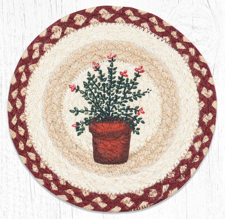 10" Thyme Printed Jute Round Trivet by Susan Burd, Set of 2