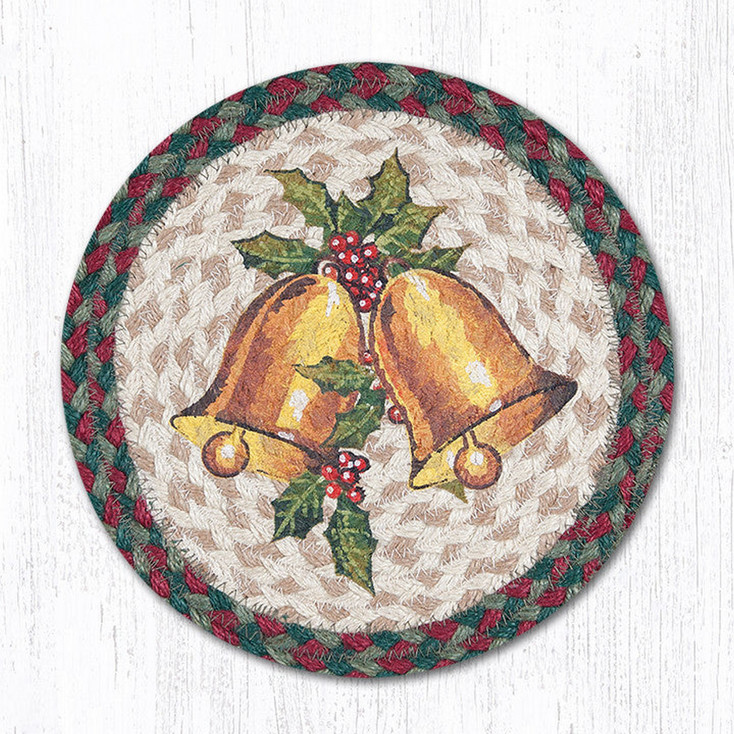 Holly Bell Printed Jute Round Trivet by Sandy Clough
