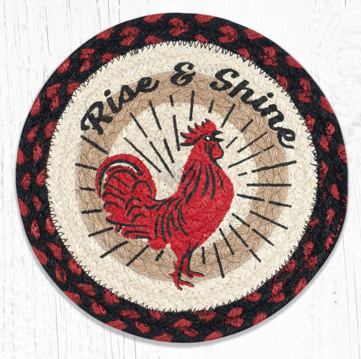 10" Rise & Shine Printed Jute Round Trivet by Harry W. Smith, Set of 2