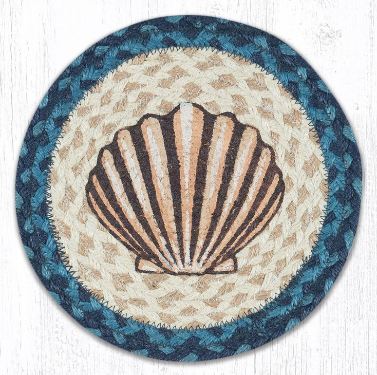 10" Scallop Printed Jute Round Trivet by Harry W. Smith, Set of 2