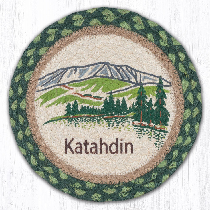 10" Katahdin Printed Jute Round Trivet by Harry W. Smith, Set of 2