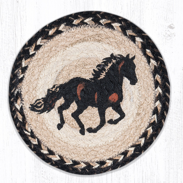 10" Stallion Printed Jute Round Trivet, Set of 2