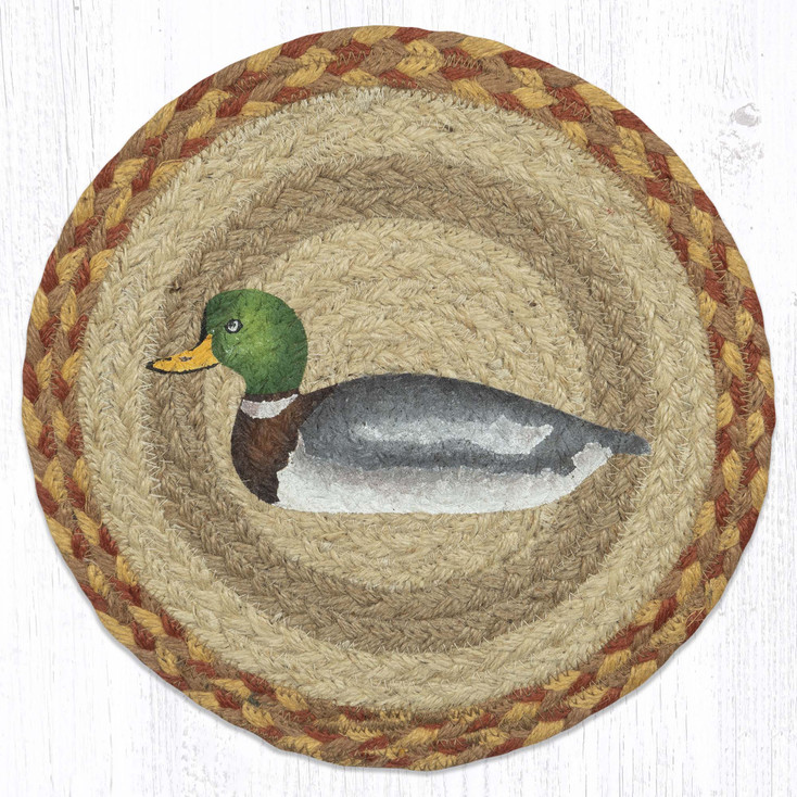 Mallard Duck Printed Jute Round Trivet by Harry W Smith