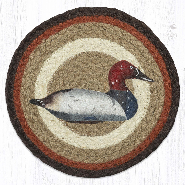 10" Redhead Duck Printed Jute Round Trivet by Harry W. Smith, Set of 2