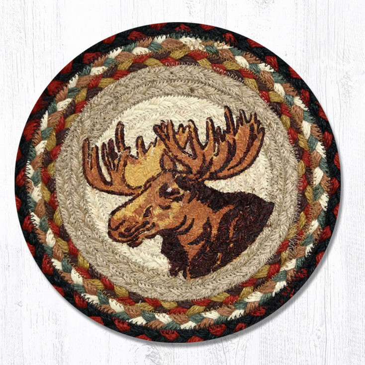 Moose Portrait Jute Round Trivet by Harry W Smith