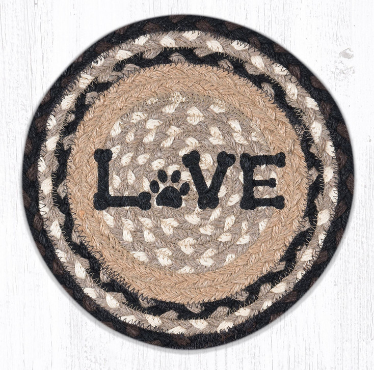 Love Pet Printed Jute Round Trivet