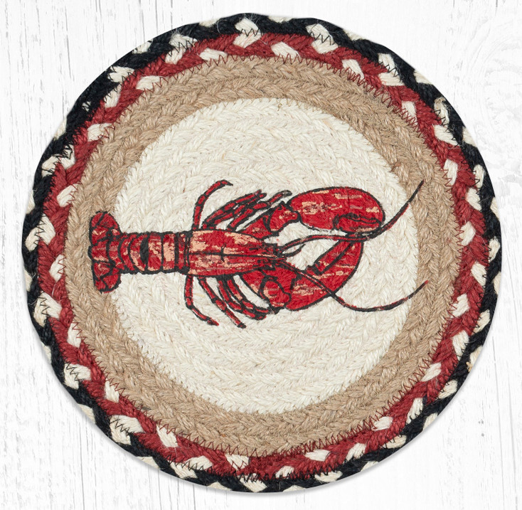 10" Fresh Lobster Printed Jute Round Trivet by Harry W. Smith, Set of 2