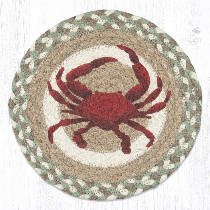Crab Printed Jute Round Trivet by Suzanne Pienta