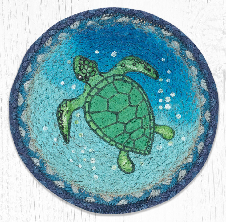 Sea Turtle Printed Jute Round Trivet