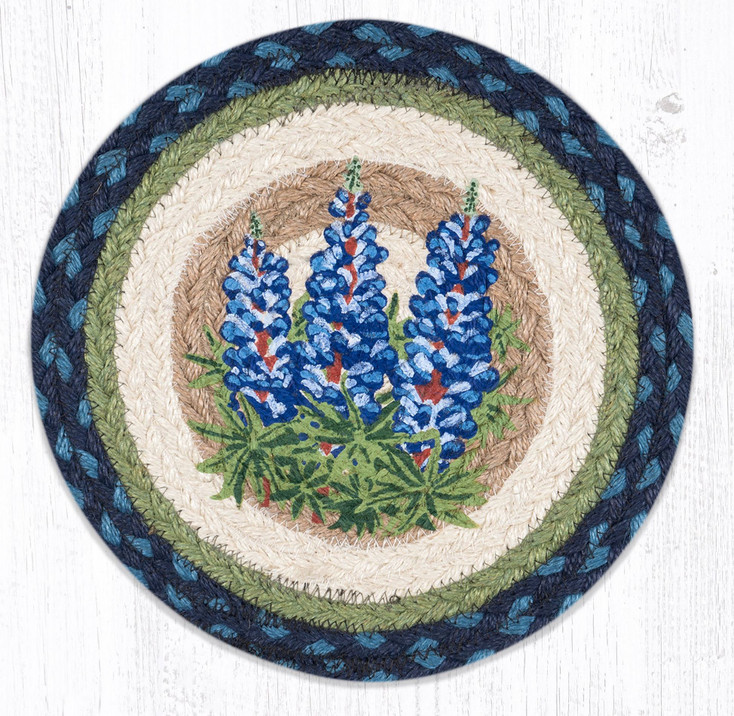 Bluebonnets Printed Jute Round Trivet by Harry W Smith