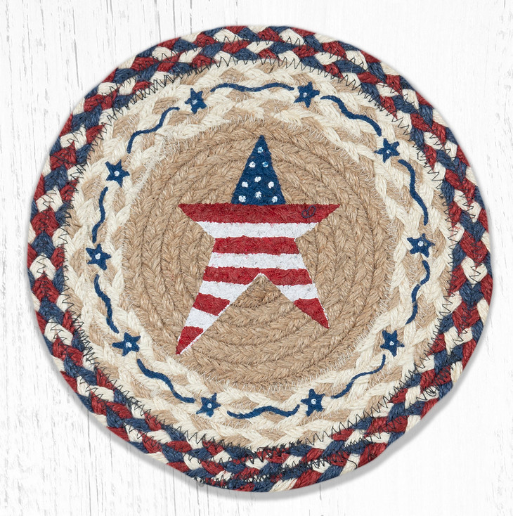 Primitive American Star Jute Round Trivet by Susan Burd
