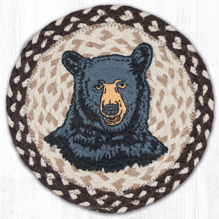 10" Bear Printed Jute Round Trivet by Harry W. Smith, Set of 2