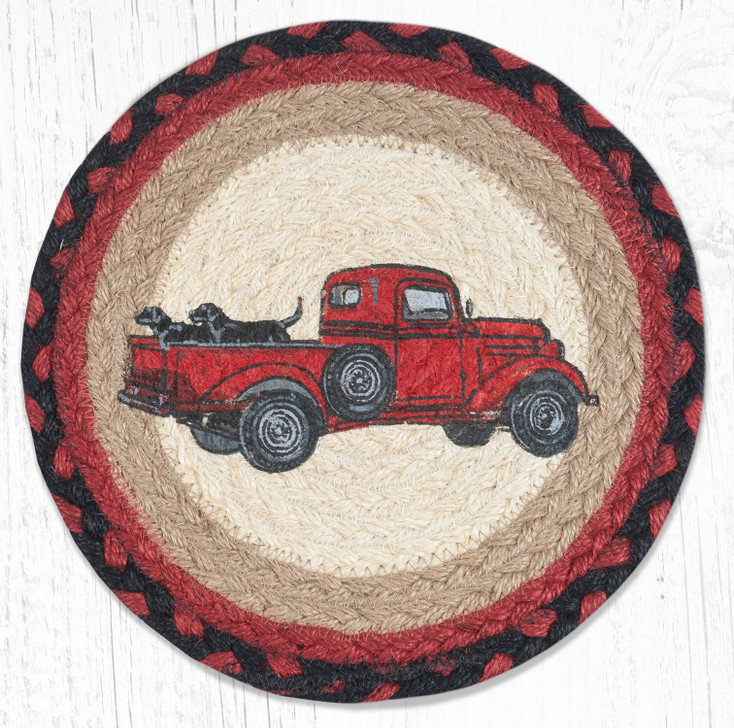 Lab Pickup Printed Jute Round Trivet by Harry W Smith
