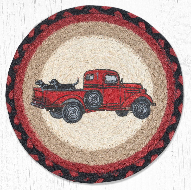 10" Lab Pickup Printed Jute Round Trivet by Harry W. Smith, Set of 2