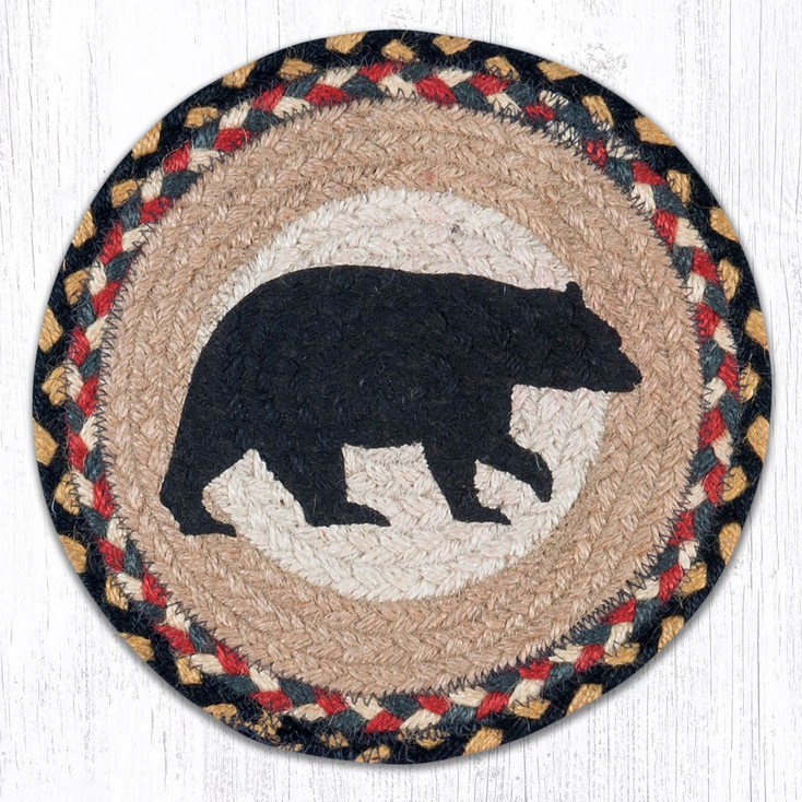 10" American Bear Printed Jute Round Trivet, Set of 2