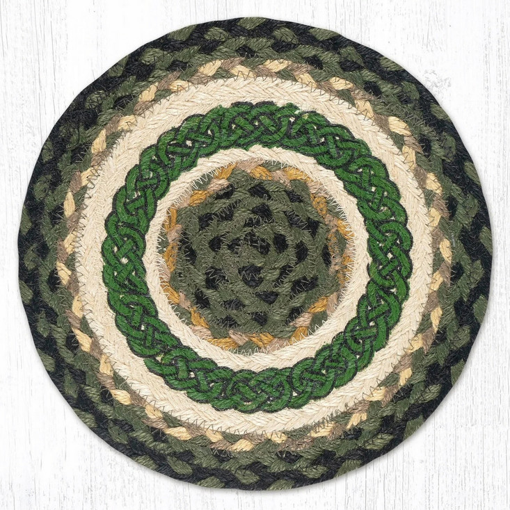 10" Irish Knot Printed Jute Round Trivet by Susan Burd, Set of 2