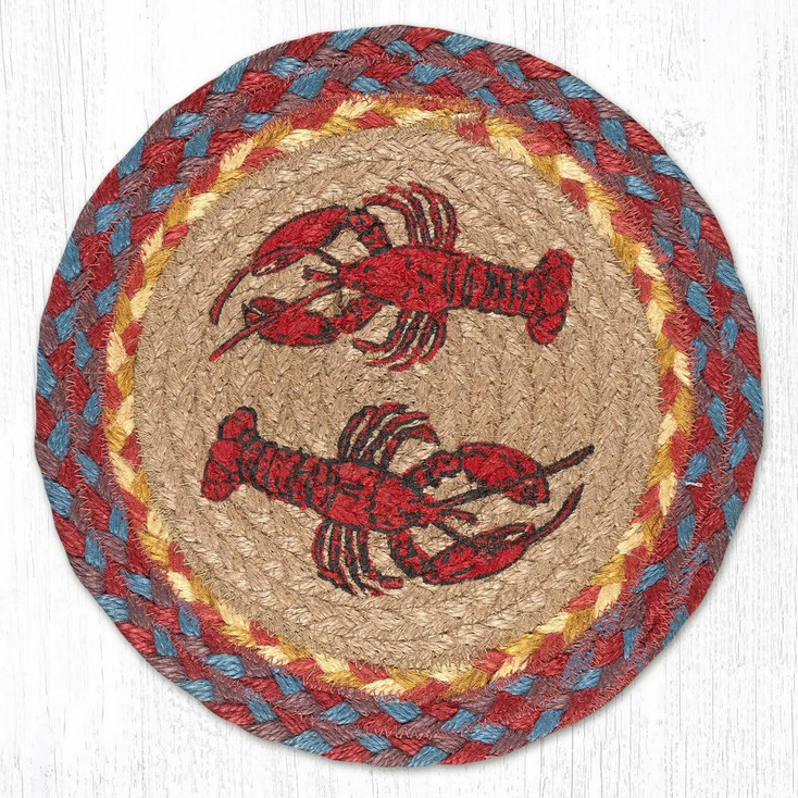 10" Lobster Printed Jute Round Trivet by Harry W. Smith, Set of 2