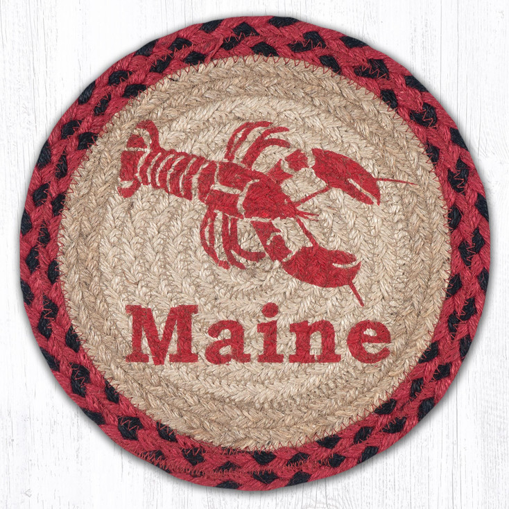 10" Lobster Maine Printed Jute Round Trivet by Harry W. Smith, Set of 2